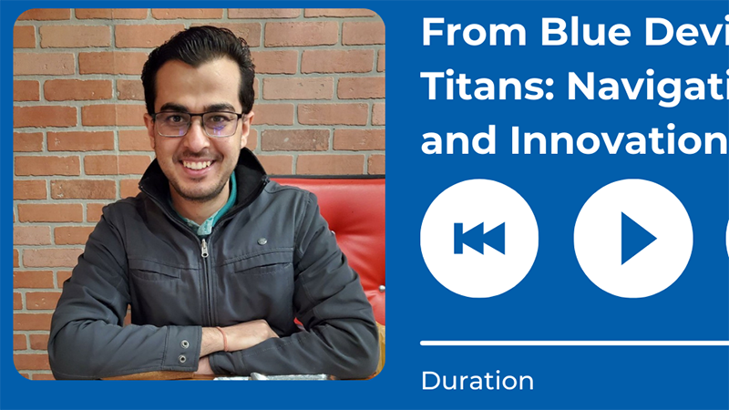 man in jacket smiling on podcast page