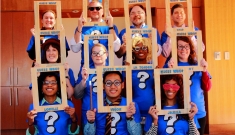 Masters Programs staff as characters from Guess Who board game